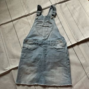 OshKosh Bib Light Denim Heart Pocket Dress Size 7